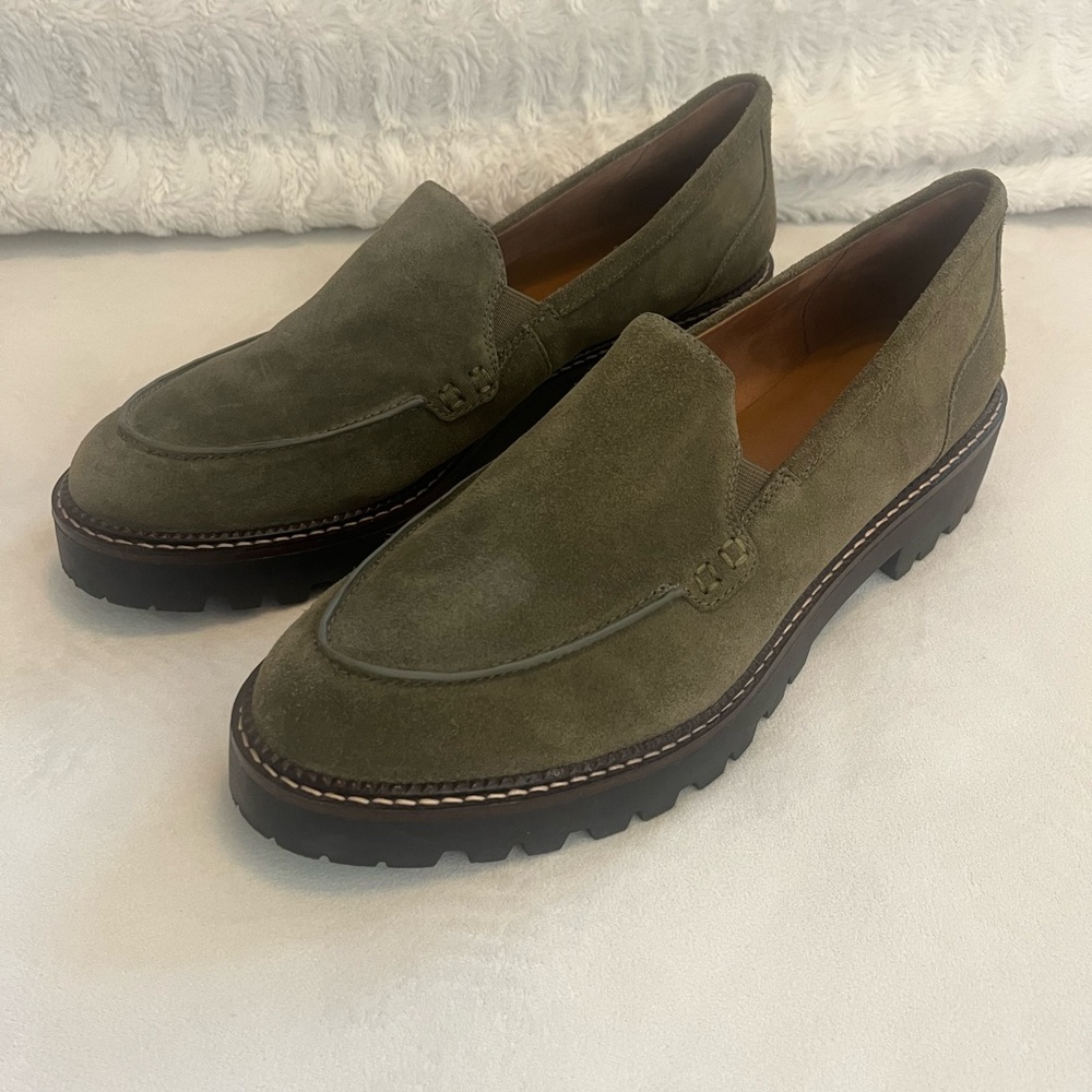 Olive Suede Loafers